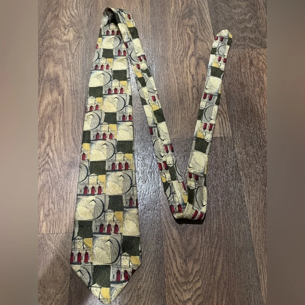 Structure Vintage Abstract Building 100% Silk Men’s Ties - Lot of 2